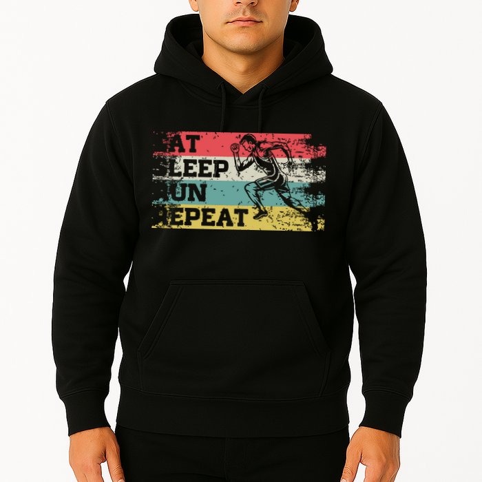 Vintage Retro Eat Sleep Run Repeat Funny Running Runner Gift Hoodie