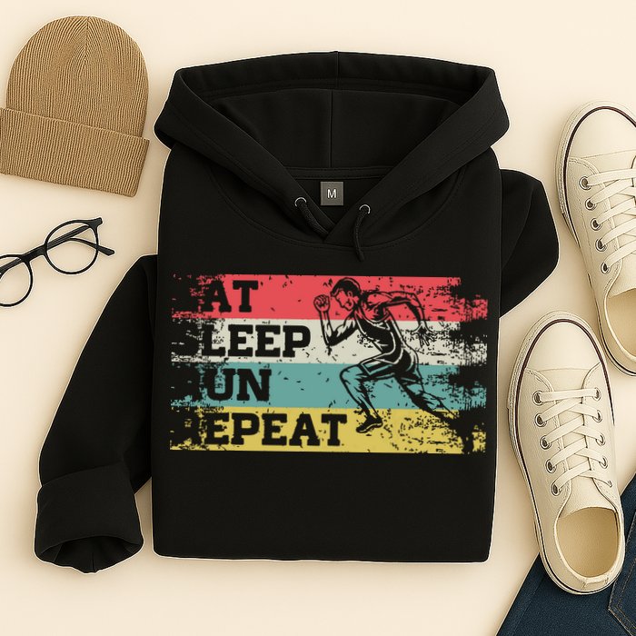 Vintage Retro Eat Sleep Run Repeat Funny Running Runner Gift Hoodie