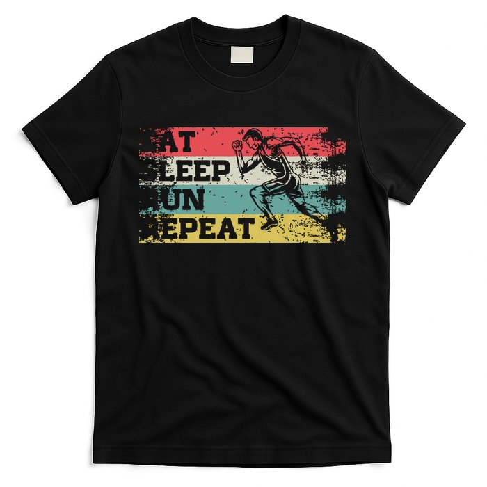 Vintage Retro Eat Sleep Run Repeat Funny Running Runner Gift T-Shirt