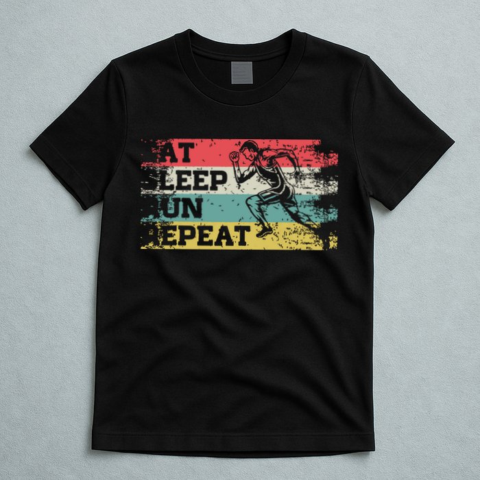 Vintage Retro Eat Sleep Run Repeat Funny Running Runner Gift T-Shirt