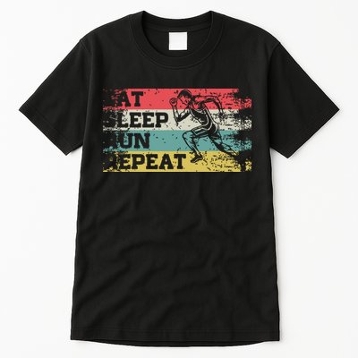 Vintage Retro Eat Sleep Run Repeat Funny Running Runner Gift Tall T-Shirt