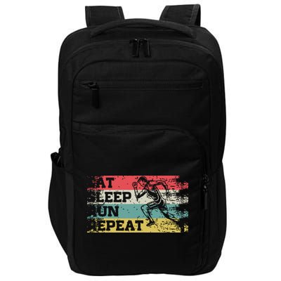 Vintage Retro Eat Sleep Run Repeat Funny Running Runner Gift Impact Tech Backpack