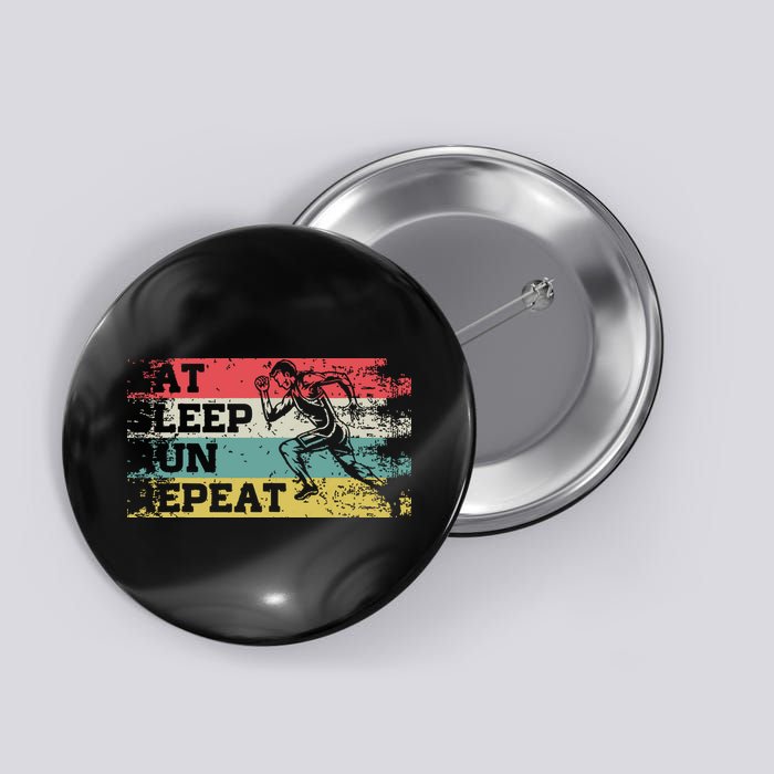 Vintage Retro Eat Sleep Run Repeat Funny Running Runner Gift Button