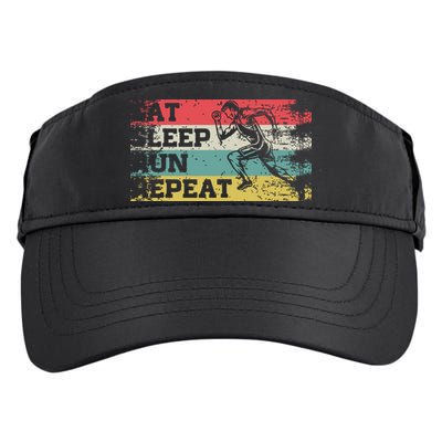 Vintage Retro Eat Sleep Run Repeat Funny Running Runner Gift Adult Drive Performance Visor