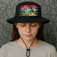 Vintage Retro Eat Sleep Run Repeat Funny Running Runner Gift Bucket Hat