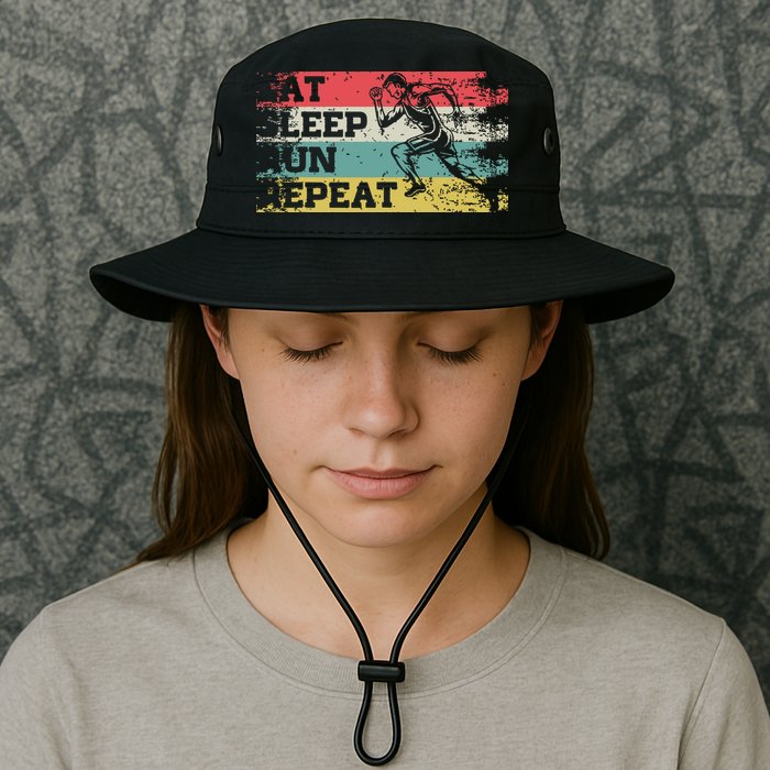 Vintage Retro Eat Sleep Run Repeat Funny Running Runner Gift Bucket Hat