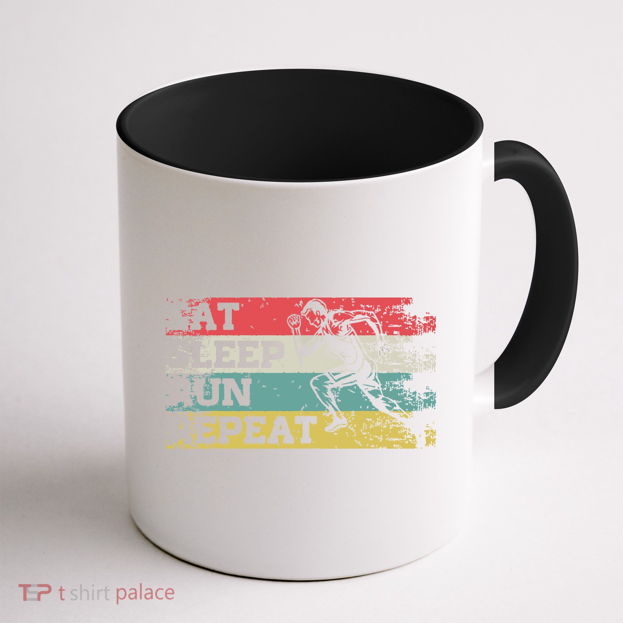 Vintage Retro Eat Sleep Run Repeat Funny Running Runner Gift Mug