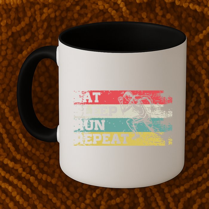 Vintage Retro Eat Sleep Run Repeat Funny Running Runner Gift Mug
