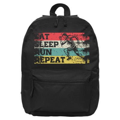 Vintage Retro Eat Sleep Run Repeat Funny Running Runner Gift 16 in Basic Backpack
