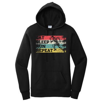 Vintage Retro Eat Sleep Run Repeat Funny Running Runner Gift Women's Pullover Hoodie