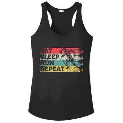 Vintage Retro Eat Sleep Run Repeat Funny Running Runner Gift Ladies PosiCharge Competitor Racerback Tank