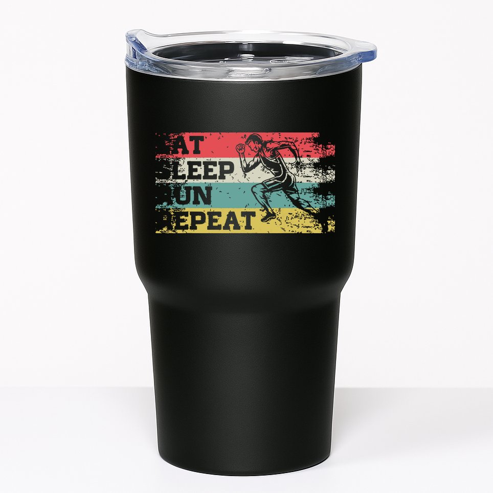 Vintage Retro Eat Sleep Run Repeat Funny Running Runner Gift Tumbler