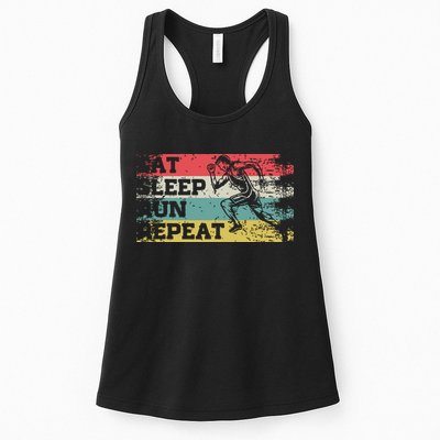 Vintage Retro Eat Sleep Run Repeat Funny Running Runner Gift Womens Tank Top