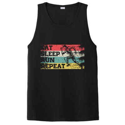 Vintage Retro Eat Sleep Run Repeat Funny Running Runner Gift PosiCharge Competitor Tank
