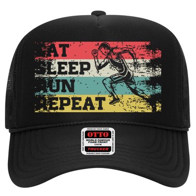 Vintage Retro Eat Sleep Run Repeat Funny Running Runner Gift Trucker Hat