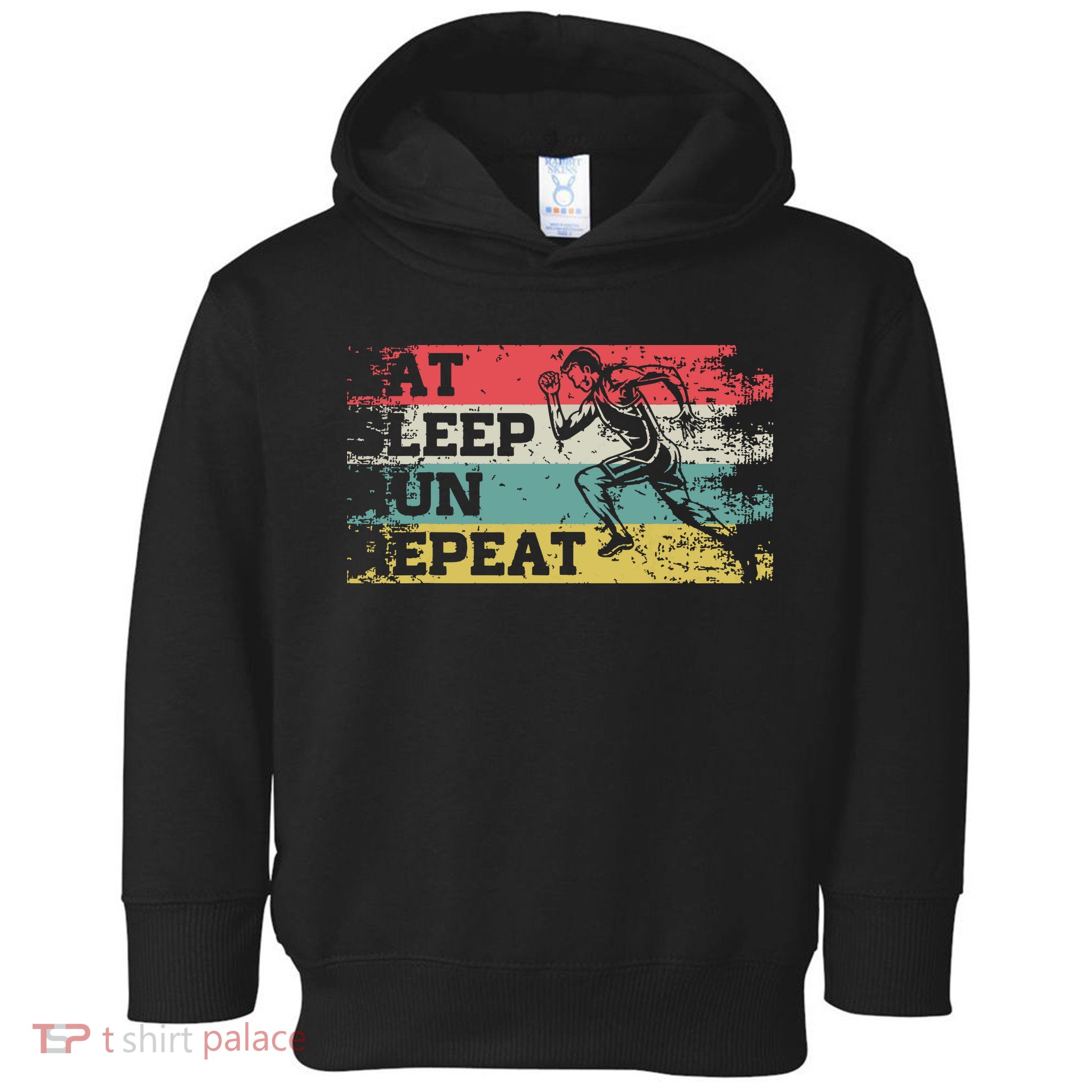 Vintage Retro Eat Sleep Run Repeat Funny Running Runner Gift Toddler Hoodie