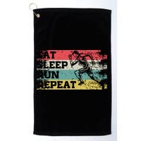 Vintage Retro Eat Sleep Run Repeat Funny Running Runner Gift Golf Towel