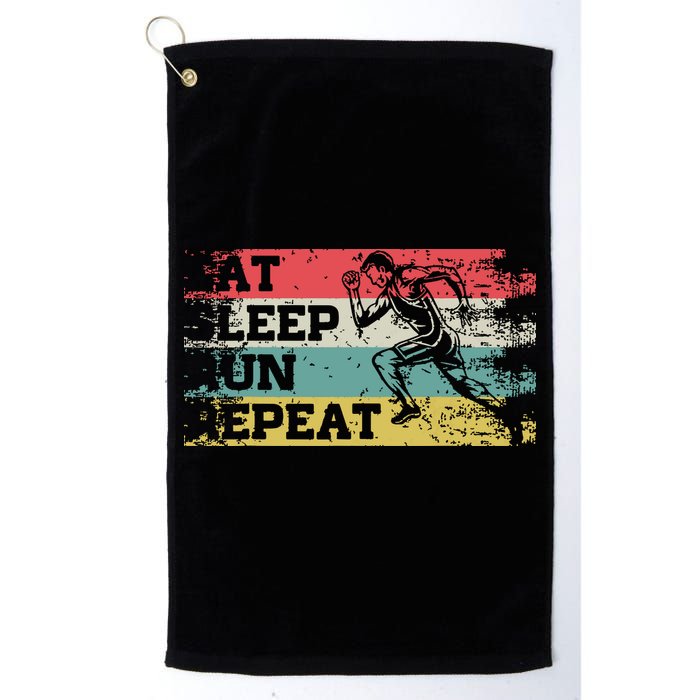 Vintage Retro Eat Sleep Run Repeat Funny Running Runner Gift Golf Towel