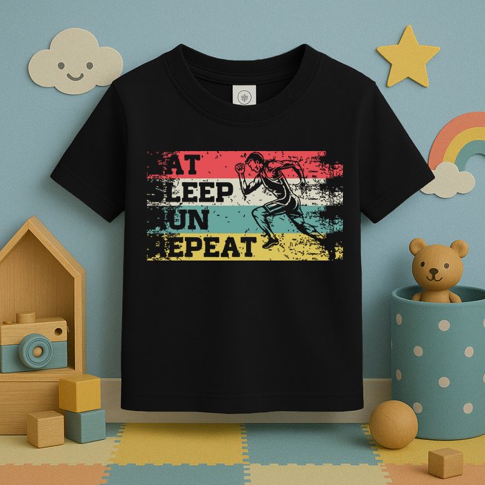 Vintage Retro Eat Sleep Run Repeat Funny Running Runner Gift Toddler T-Shirt