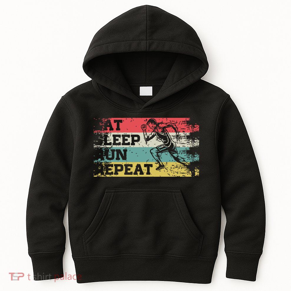 Vintage Retro Eat Sleep Run Repeat Funny Running Runner Gift Kids Hoodie