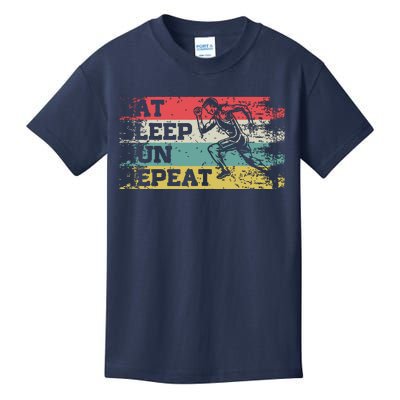 Vintage Retro Eat Sleep Run Repeat Funny Running Runner Gift Kids T-Shirt