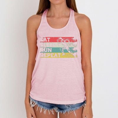 Vintage Retro Eat Sleep Run Repeat Funny Running Runner Gift Women's Knotted Racerback Tank