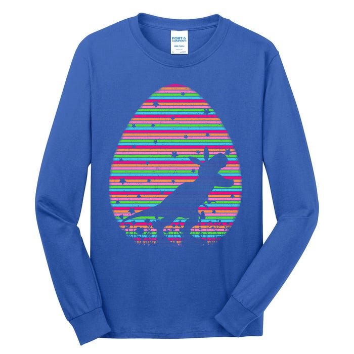 Vintage Retro Easter Egg Lover Tgiftrex Dinosaur Easter Sunday Gift Tall Long Sleeve T-Shirt