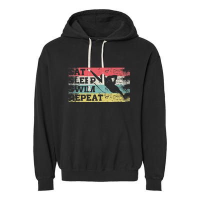 Vintage Retro Eat Sleep Swim Repeat Funny Swimmer Cool Garment-Dyed Fleece Hoodie