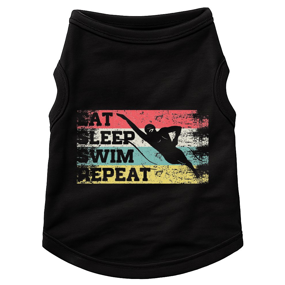 Vintage Retro Eat Sleep Swim Repeat Funny Swimmer Cool Doggie Tank