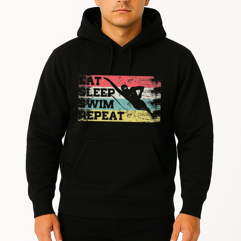 Vintage Retro Eat Sleep Swim Repeat Funny Swimmer Cool Hoodie