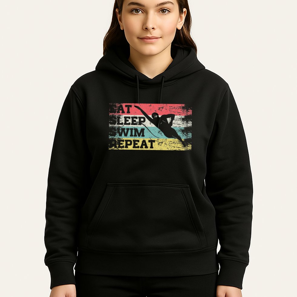 Vintage Retro Eat Sleep Swim Repeat Funny Swimmer Cool Hoodie