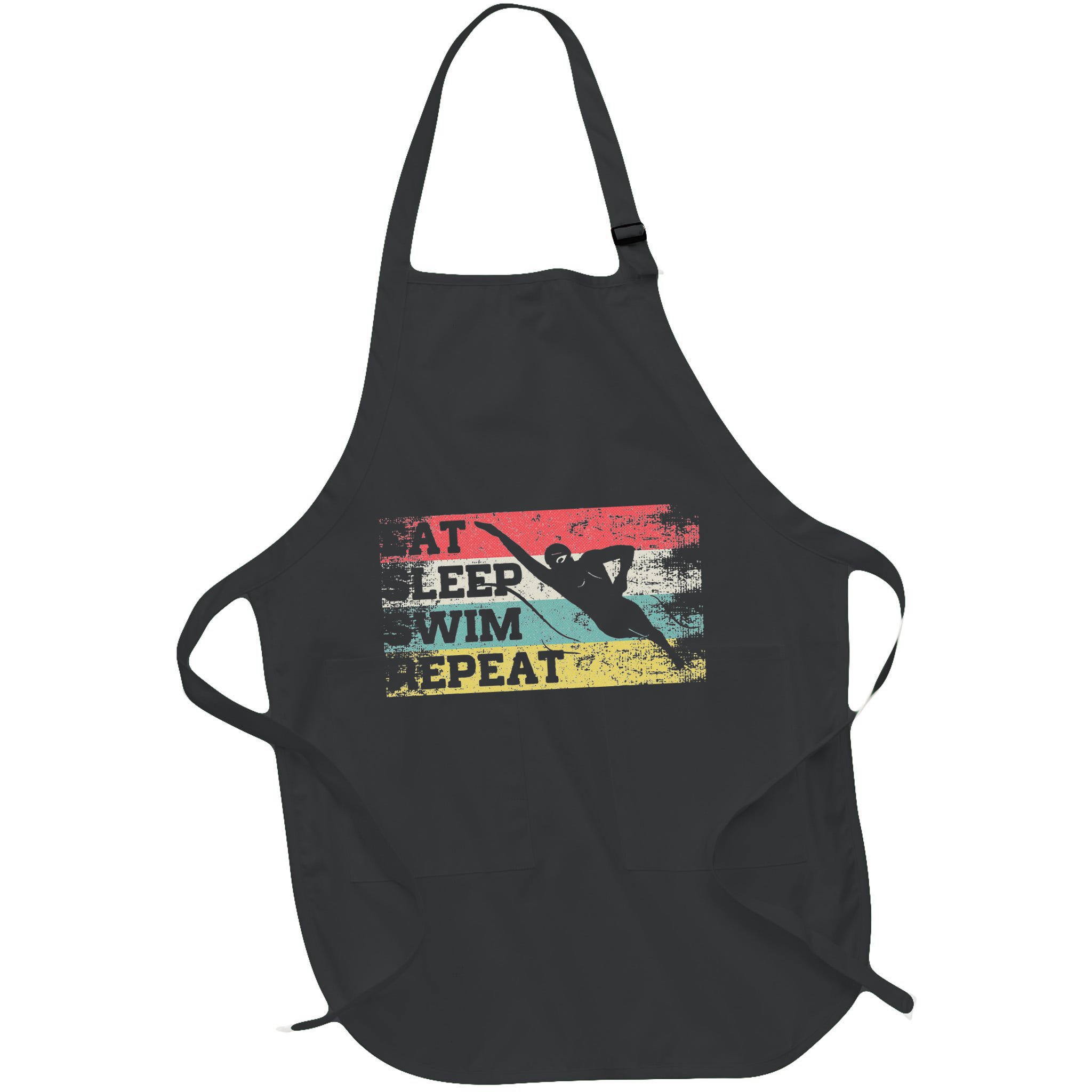 Vintage Retro Eat Sleep Swim Repeat Funny Swimmer Cool Apron