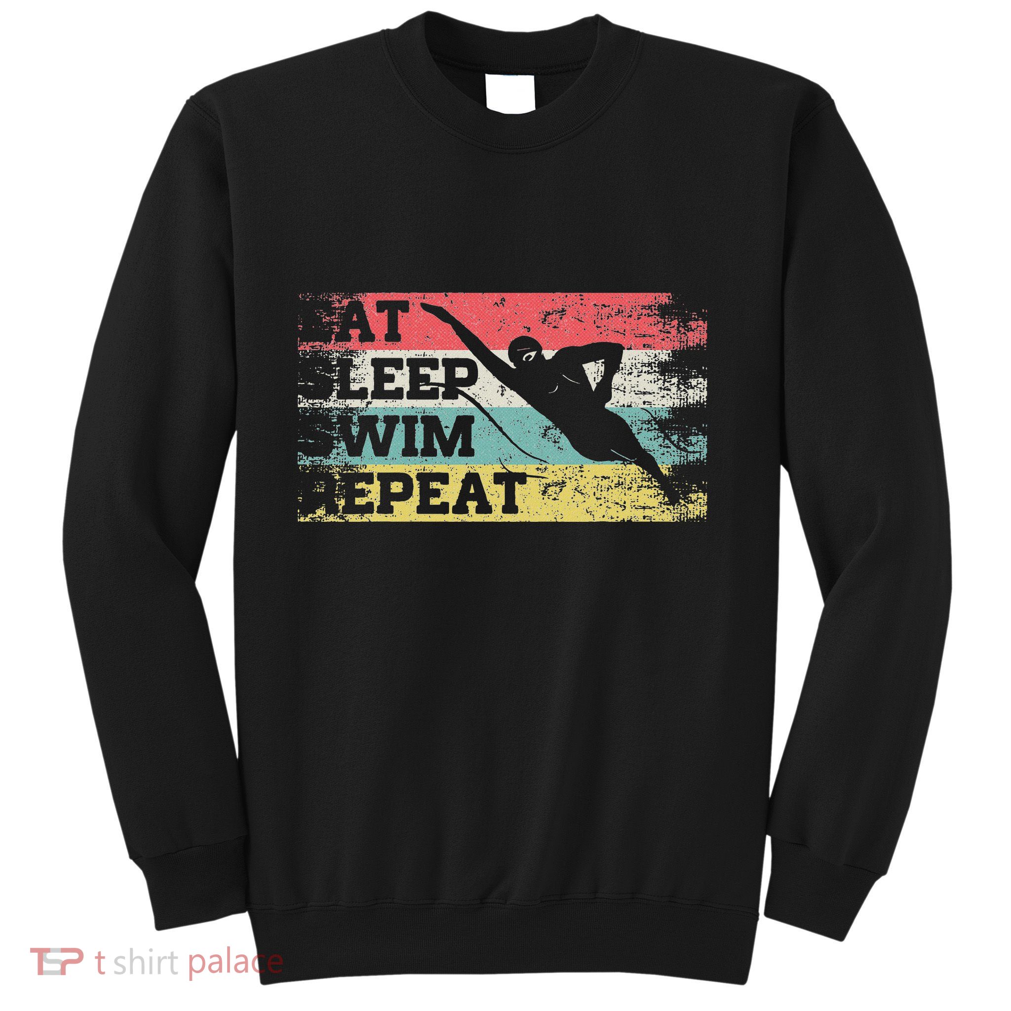 Vintage Retro Eat Sleep Swim Repeat Funny Swimmer Cool Sweatshirt
