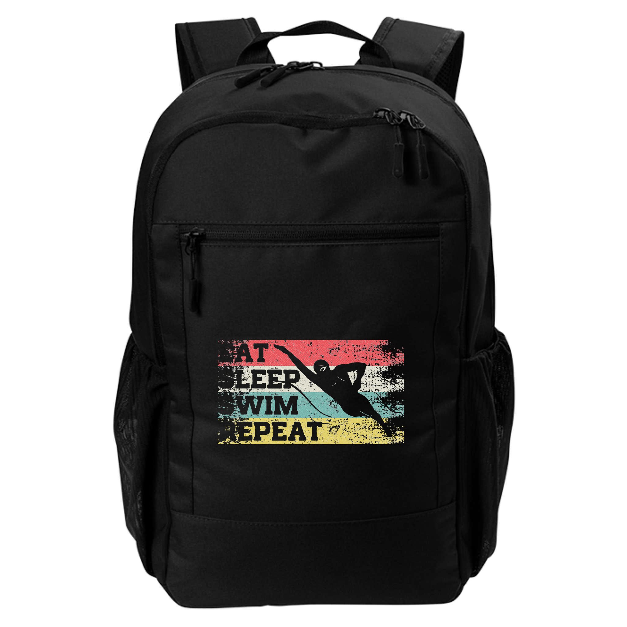 Vintage Retro Eat Sleep Swim Repeat Funny Swimmer Cool Backpack