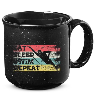 Vintage Retro Eat Sleep Swim Repeat Funny Swimmer Cool 15oz Campfire Ceramic Mug
