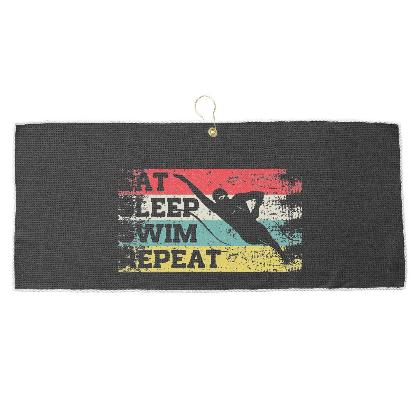 Vintage Retro Eat Sleep Swim Repeat Funny Swimmer Cool Large Microfiber Waffle Golf Towel