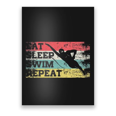 Vintage Retro Eat Sleep Swim Repeat Funny Swimmer Cool Poster