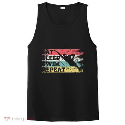 Vintage Retro Eat Sleep Swim Repeat Funny Swimmer Cool PosiCharge Competitor Tank
