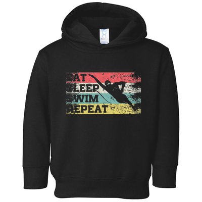 Vintage Retro Eat Sleep Swim Repeat Funny Swimmer Cool Toddler Hoodie