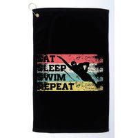 Vintage Retro Eat Sleep Swim Repeat Funny Swimmer Cool Golf Towel