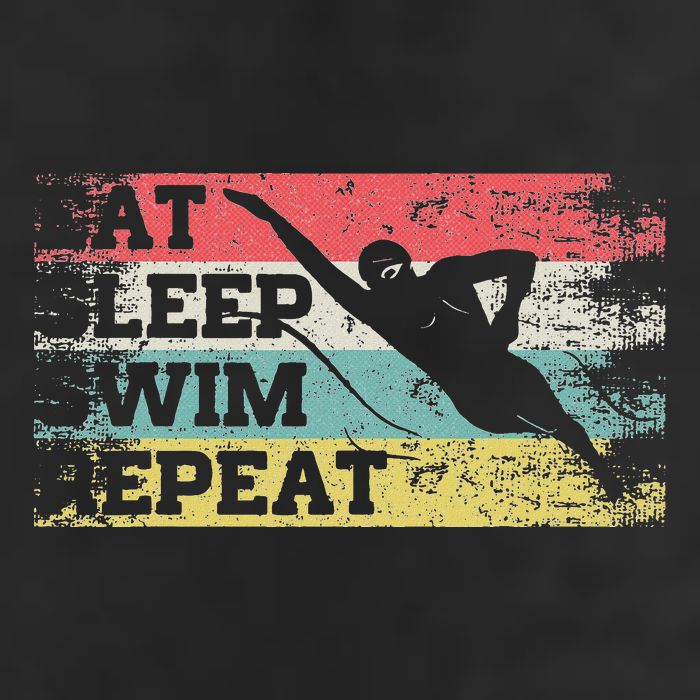 Vintage Retro Eat Sleep Swim Repeat Funny Swimmer Cool Golf Towel