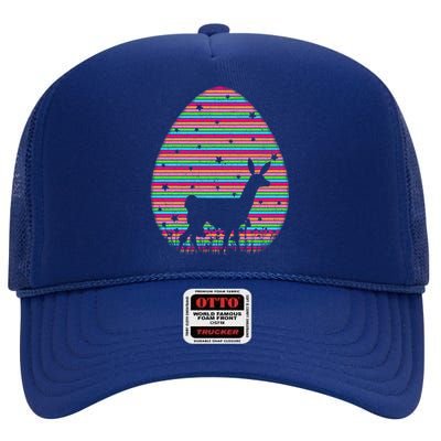 Vintage Retro Easter Egg Lover Funny Alpaca Easter Sunday Gift High Crown Mesh Back Trucker Hat