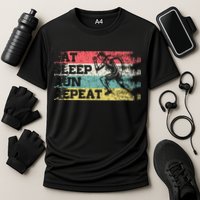 Vintage Retro Eat Sleep Run Repeat Funny Running Runner Gift Performance Shirt