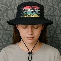 Vintage Retro Eat Sleep Run Repeat Funny Running Runner Gift Bucket Hat