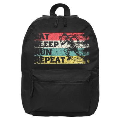 Vintage Retro Eat Sleep Run Repeat Funny Running Runner Gift 16 in Basic Backpack