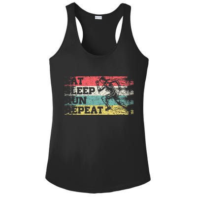Vintage Retro Eat Sleep Run Repeat Funny Running Runner Gift Ladies PosiCharge Competitor Racerback Tank