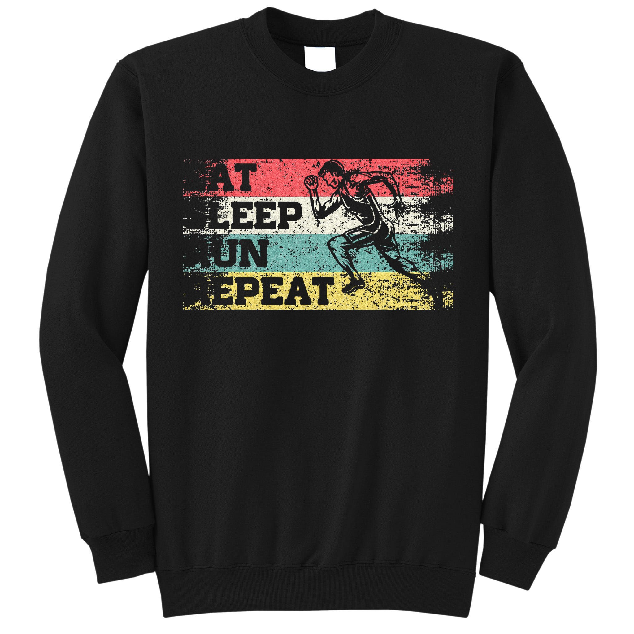 Vintage Retro Eat Sleep Run Repeat Funny Running Runner Gift Tall Sweatshirt