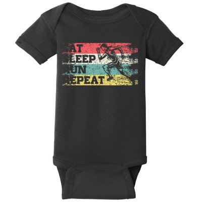 Vintage Retro Eat Sleep Run Repeat Funny Running Runner Gift Baby Bodysuit