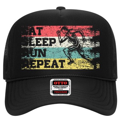 Vintage Retro Eat Sleep Run Repeat Funny Running Runner Gift Trucker Hat