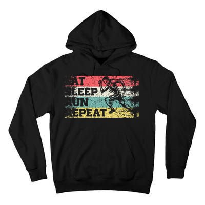Vintage Retro Eat Sleep Run Repeat Funny Running Runner Gift Tall Hoodie
